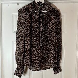 PAIGE Animal Print Blouse - Black and Brown